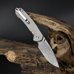 CJRB Pyrite (Titanium) Damascus Folding Knife