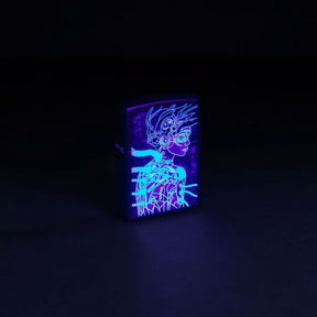 Zippo Matte 48517 Black Light Cyber Woman Design Lighter