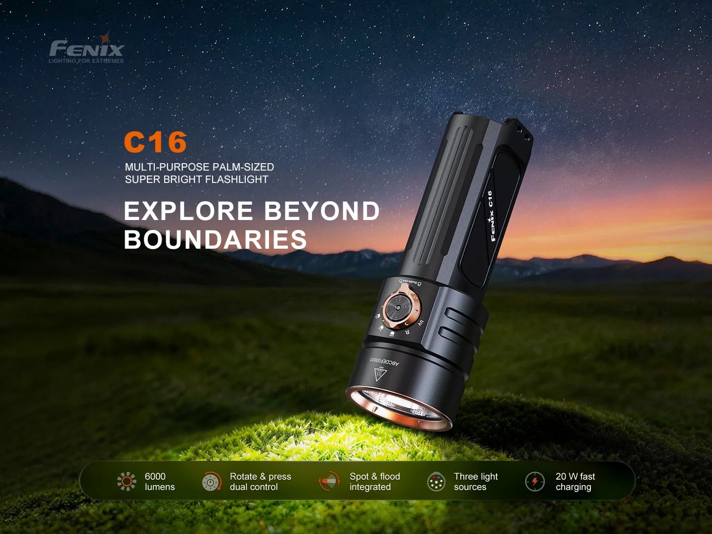 Fenix C16 Palm-Sized Rechargeable Flashlight