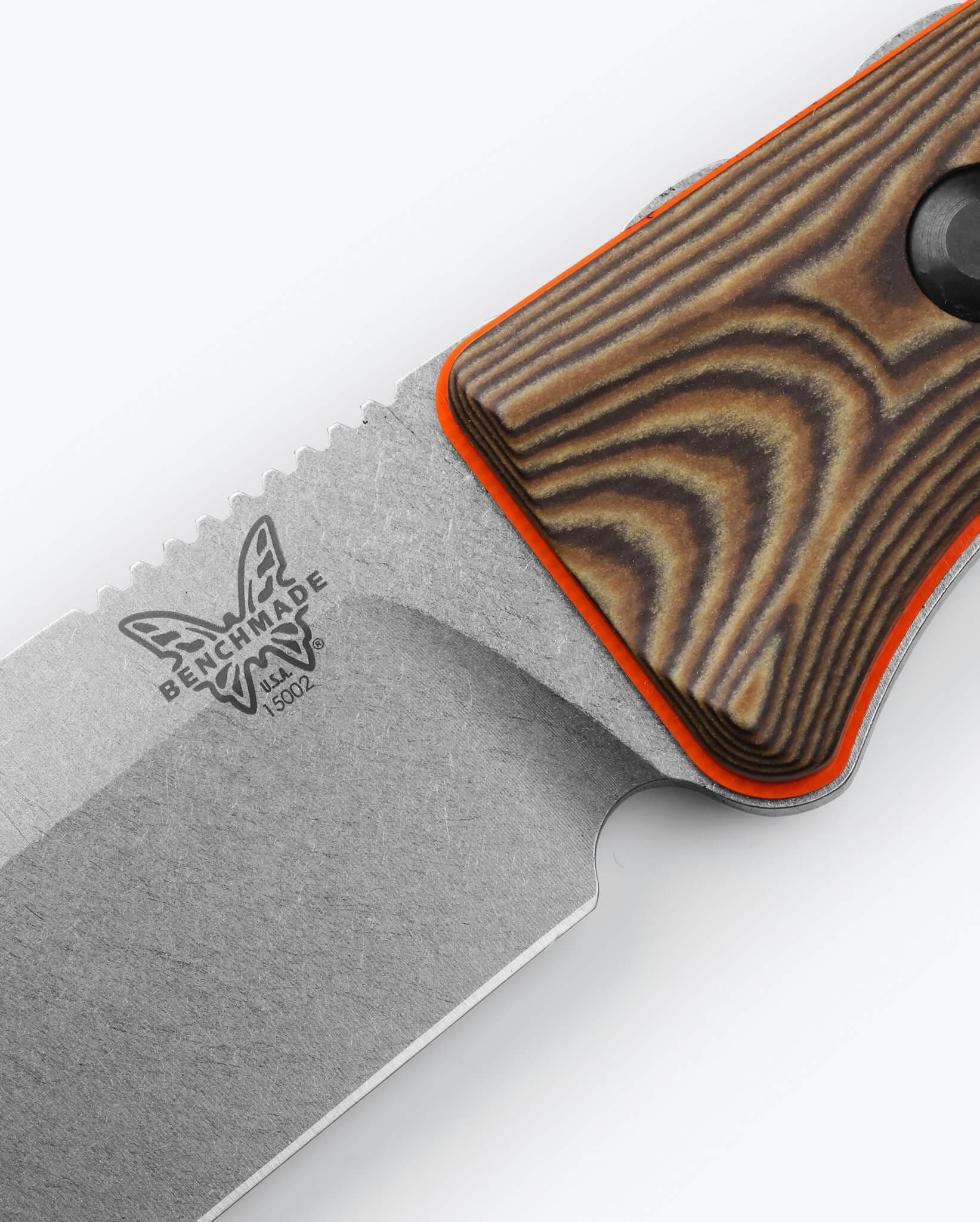 Benchmade 15002-1 Saddle Mountain Fixed Blade (Richlite Orange G10 Base Layer Handle)