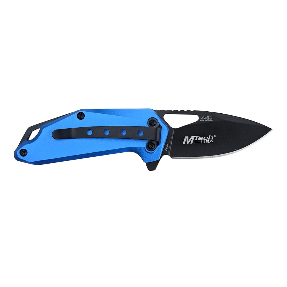 MTech A2040BL Linerlock Assisted Folding Blade (Blue Anodized Aluminum Handle)