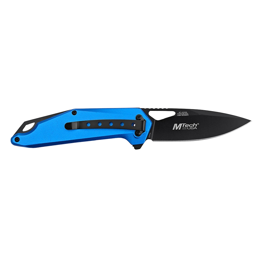 MTech A2038BL Linerlock Assisted Folding Blade (Blue Anodized Aluminum Handle)