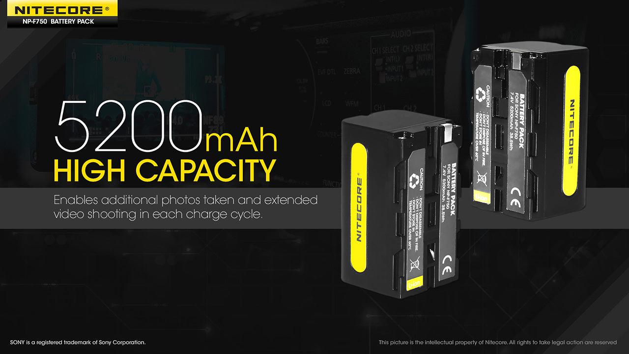 Nitecore NP-F750 5200mAh Rechargeable Li-ion Battery for Nitecore CW10