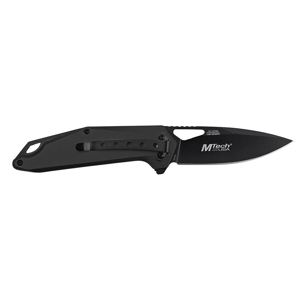 MTech A2038BK Linerlock Assisted Folding Blade (Black Anodized Aluminum Handle)