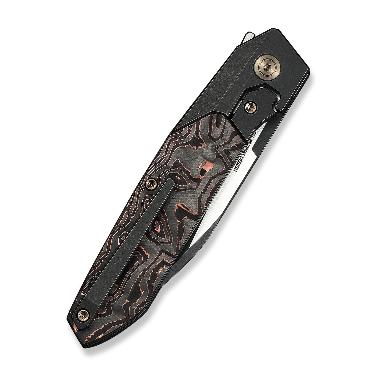 WE KNIFE WE24007-1 Brr15 (Black Ti Handle With Copper Foil CF Inlay)
