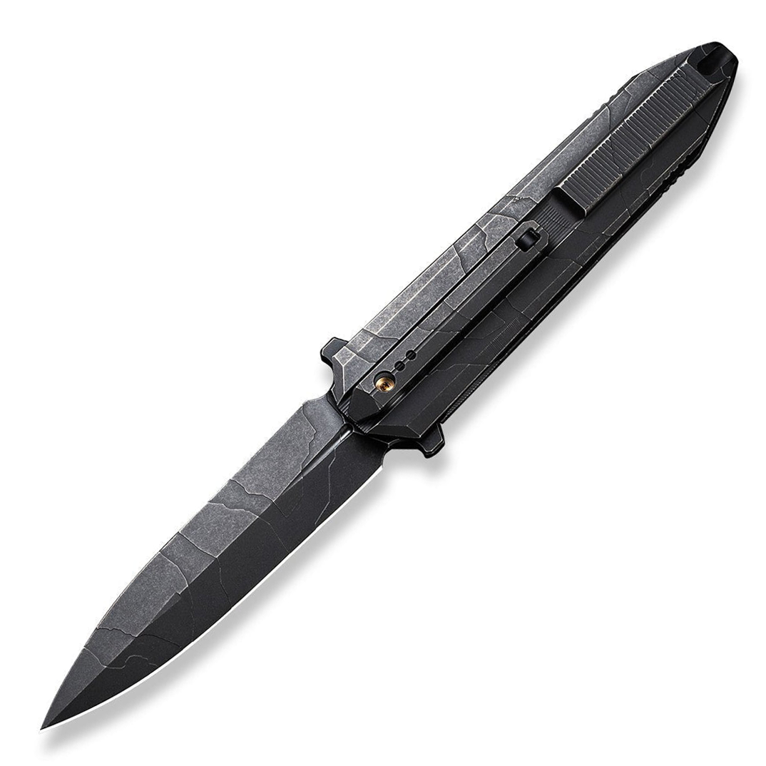 WE KNIFE WE22032-4 Diatomic (Black Stonewashed Etched Pattern Titanium Handle)