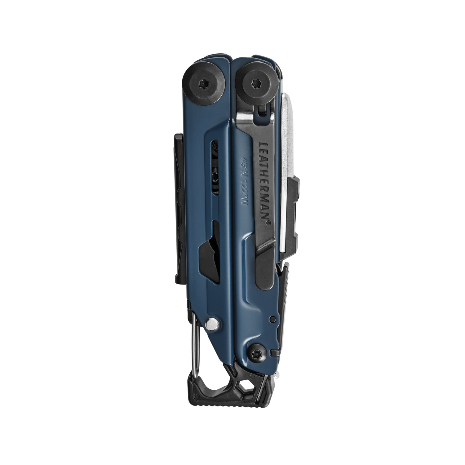 Leatherman Signal Multitool Nocturnal closed showing pocket clip and hammer