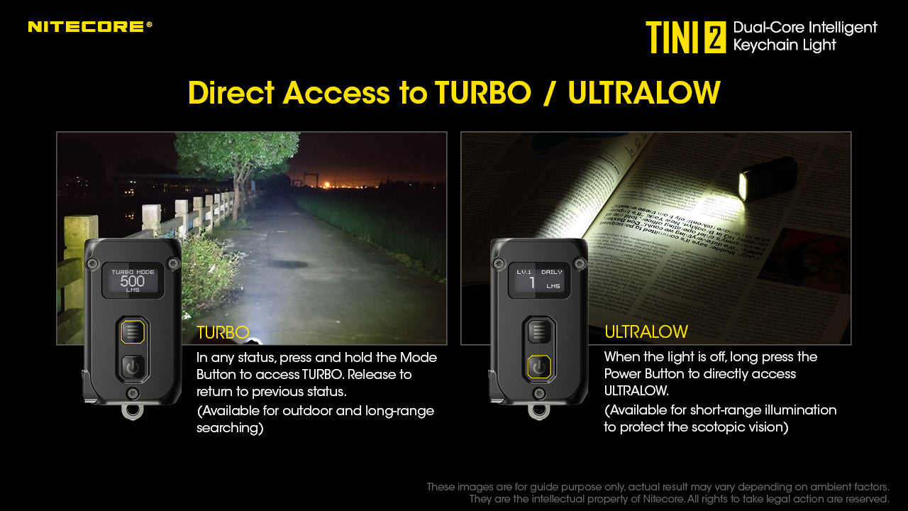 Nitecore TINI 2 Keychain Rechargeable Flashlight (500 Lumens) (2 Versions)