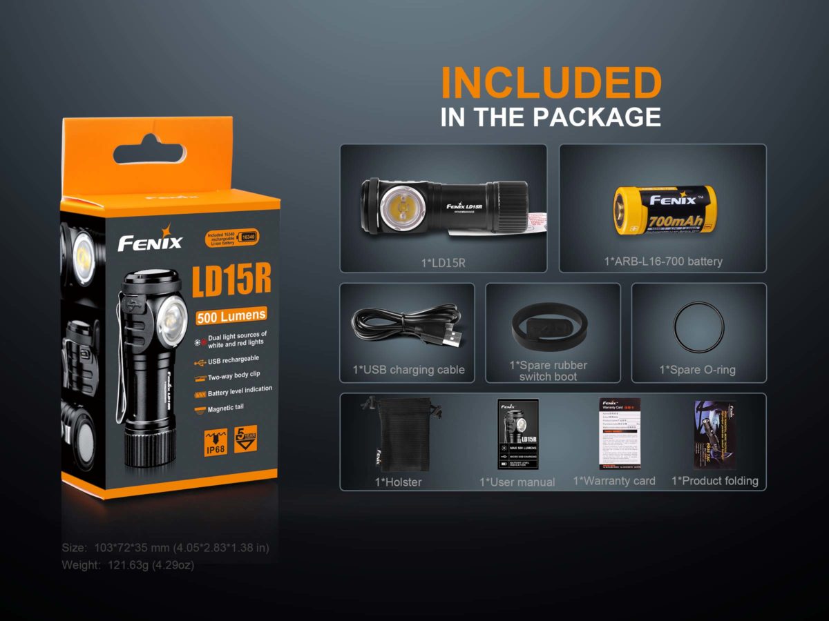 Fenix LD15R USB Rechargeable Flashlight (500 Lumens) - Thomas Tools