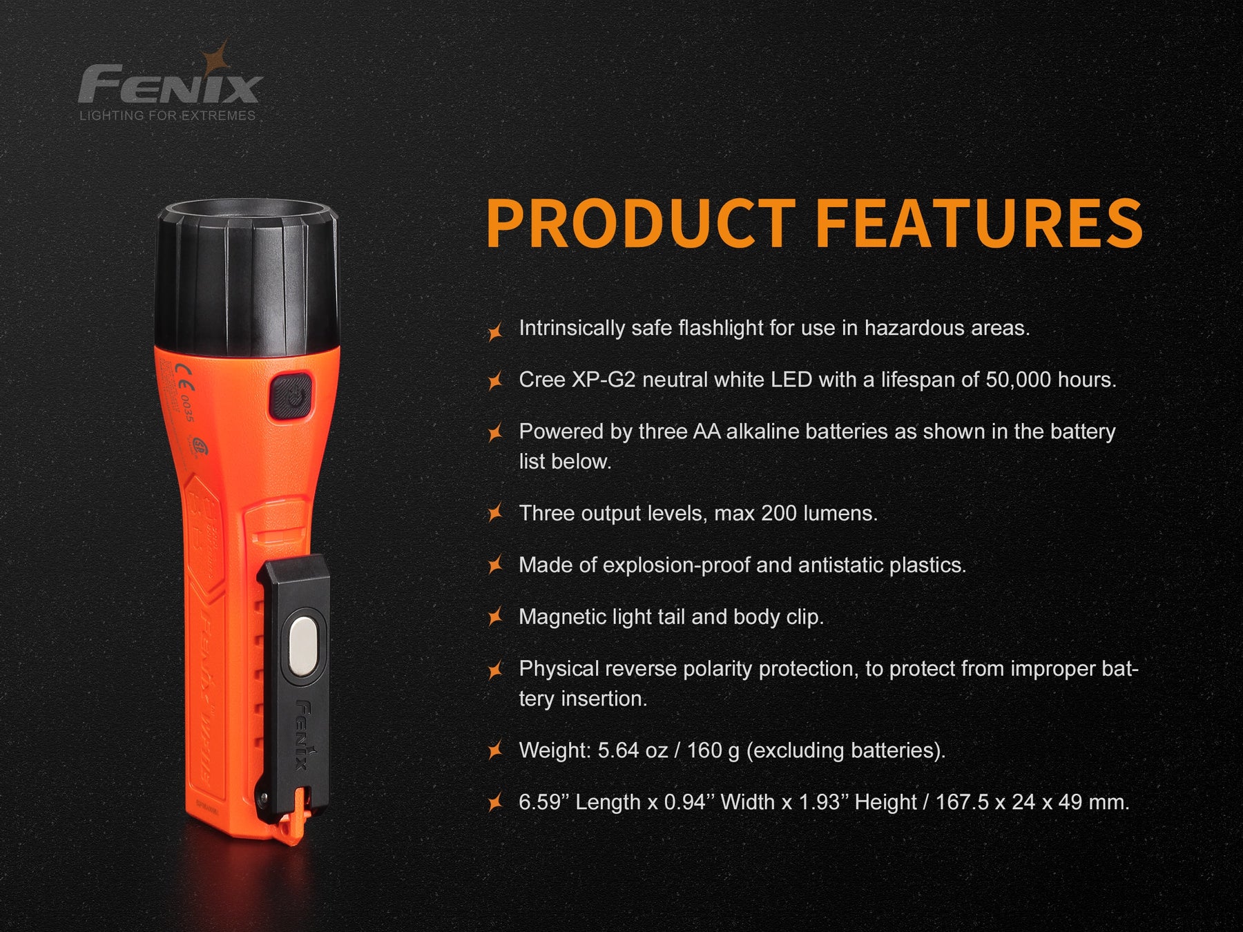 Fenix WF11E Magnetic Explosion-Proof Flashlight (200 Lumens)