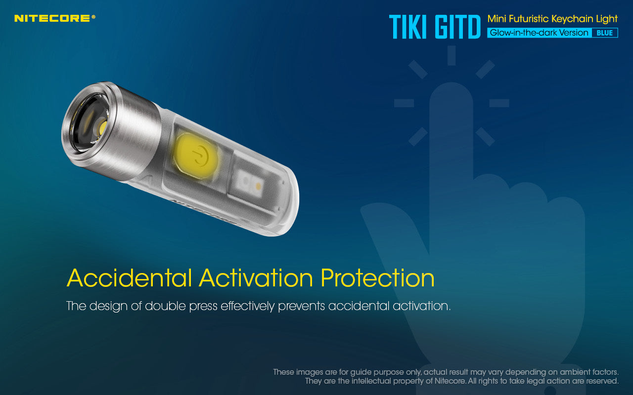 Nitecore TIKI GITD Blue Keychain Rechargeable Flashlight (300 Lumens)