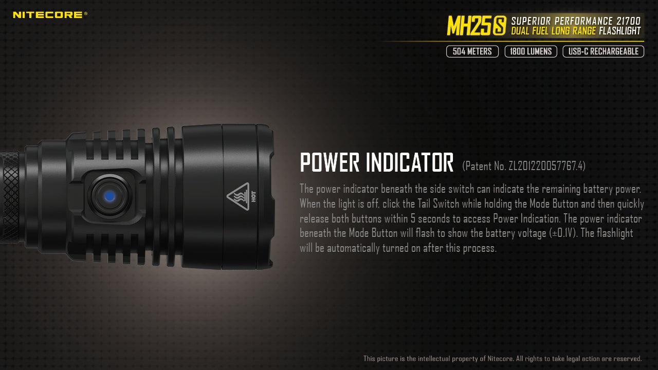 Nitecore MH25S Rechargeable Flashlight (1800 Lumens)