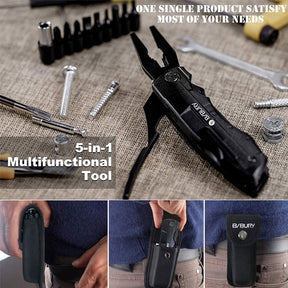 Bibury Plier Folding Knife Multitool (5-in-1) Black