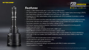 Nitecore P30i Rechargeable LED Flashlight (2000 Lumens)
