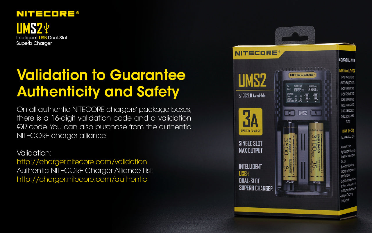 Nitecore UMS2 Intelligent USB Dual-Slot Superb Battery Charger