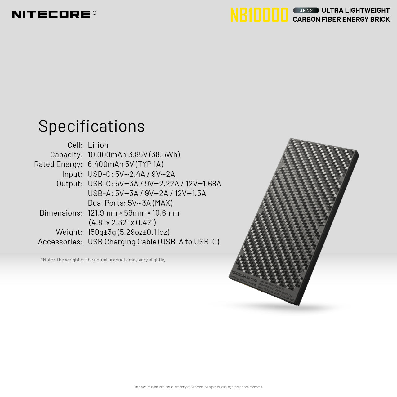 Nitecore NB10000 Gen II Carbon Fibre Power Bank