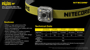 Nitecore NU05 V2 Kit Mini Signal Rechargeable Headlamp (40 Lumens)