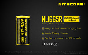 Nitecore Battery RCR123 NL1665R - Thomas Tools