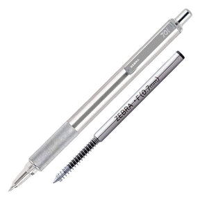 Zebra F-701 Stainless Steel Ballpoint Pen - 0.7 mm - Black Ink