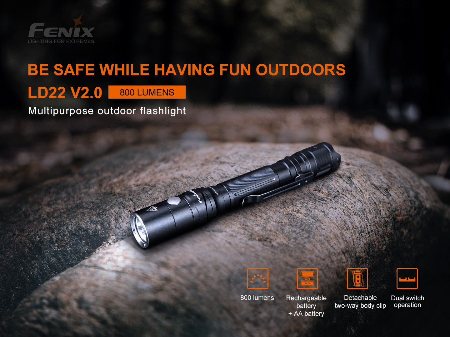 Fenix LD22 V2.0 Rechargeable Flashlight (800 Lumens)