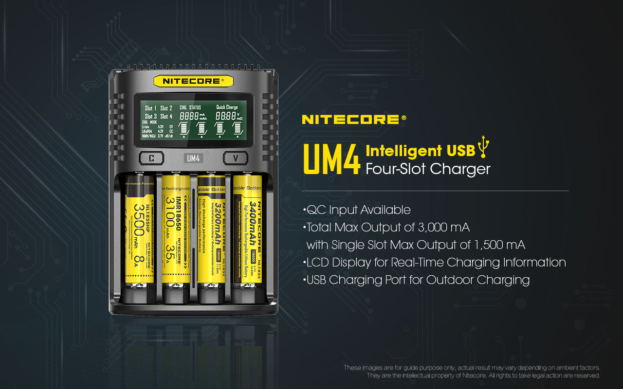 Nitecore UM4 Intelligent USB Four-Slot Battery Charger - Thomas Tools