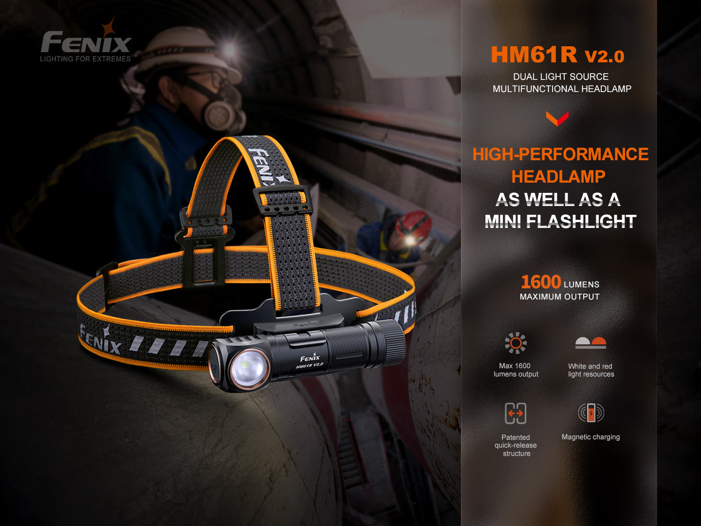 Fenix HM61R V2.0 Rechargeable Headlight (1600 Lumens)
