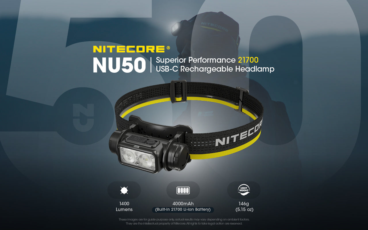 Nitecore NU50 Spotlight + Floodlight Rechargeable Headlamp (1400 Lumens)