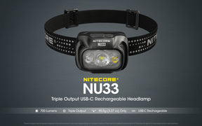 Nitecore NU33 Rechargeable Headlamp (Black) (700 Lumens)