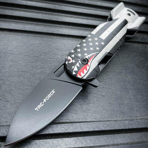 Tac Force 1039 WWII Black Shark Flag Assisted EDC Folding Knife (Flag)