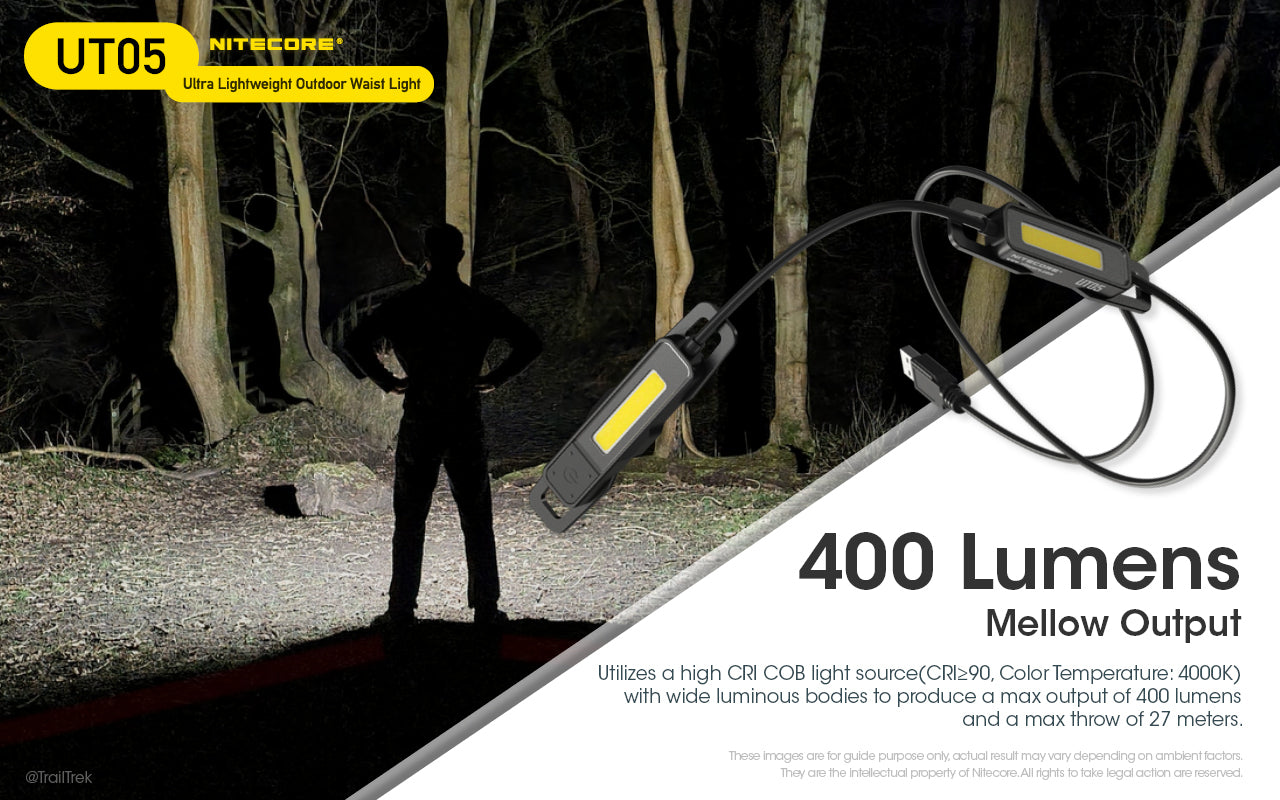 Nitecore UT05 Ultra Lightweight Outdoor Waist Light (400 Lumens)