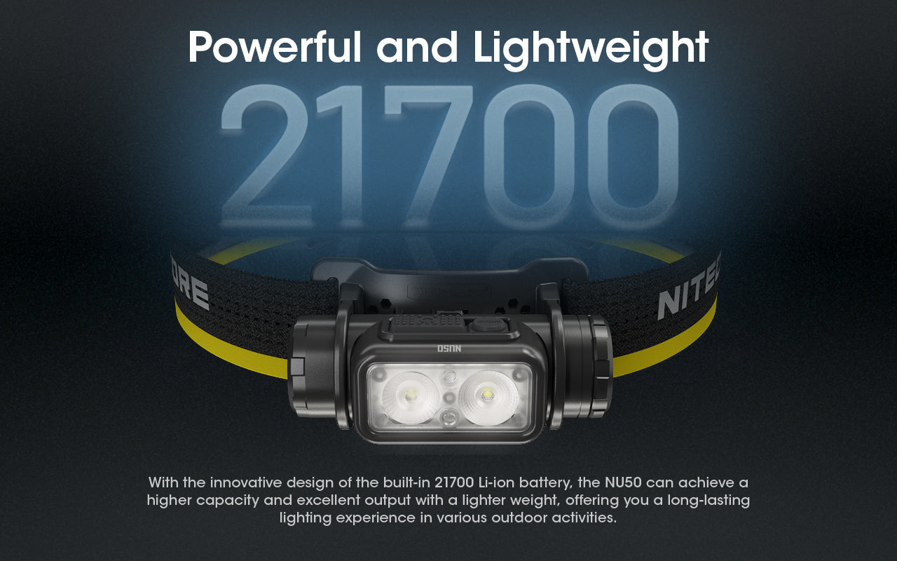 Nitecore NU50 Spotlight + Floodlight Rechargeable Headlamp (1400 Lumens)