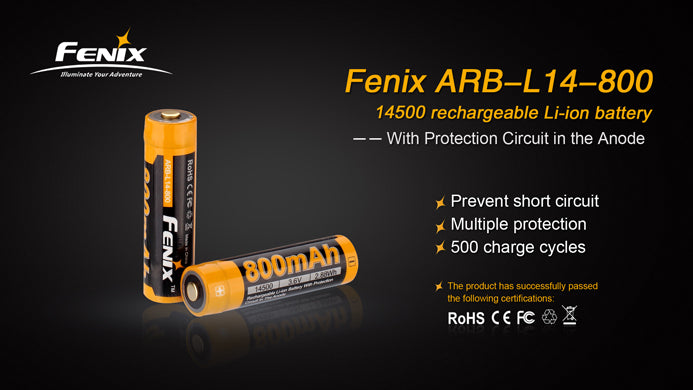 Fenix Battery 14500 ARB-L14-800 Rechargeable - Thomas Tools