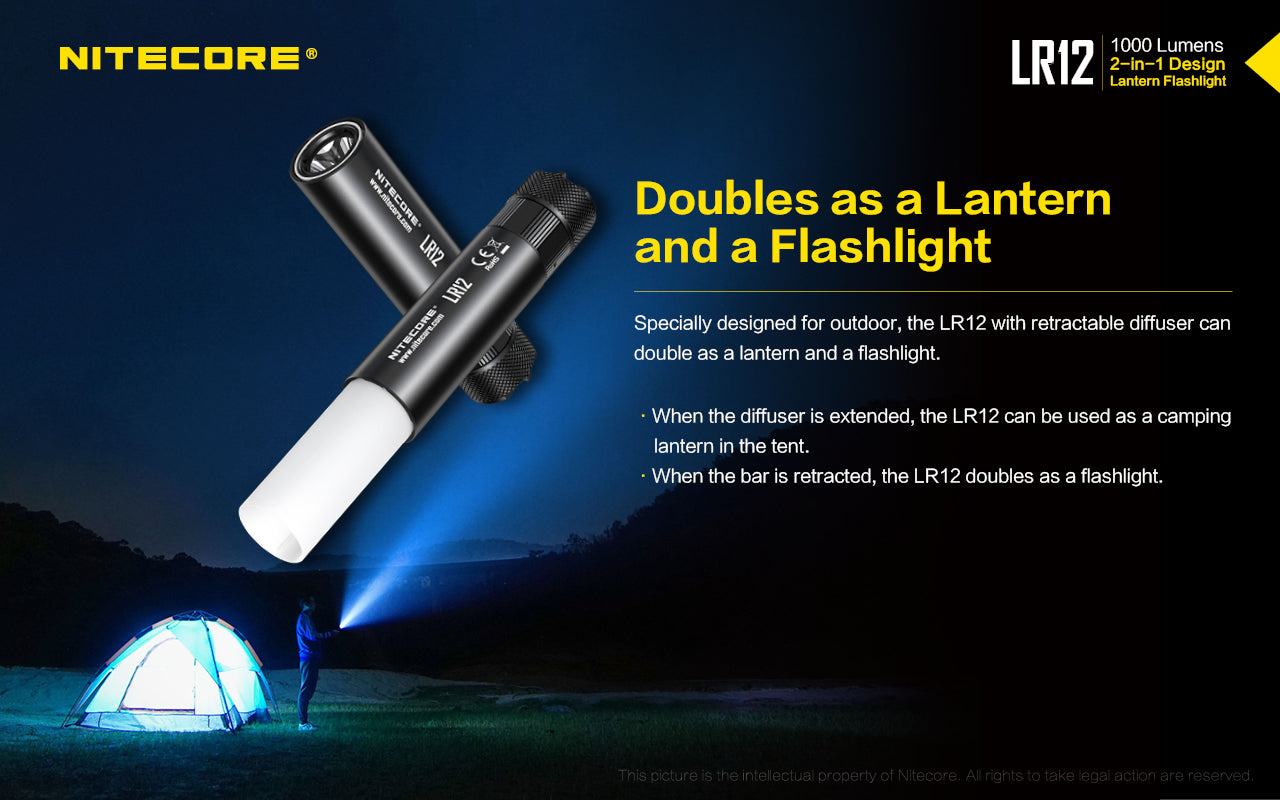 Nitecore LR12 2in1 Lantern Flashlight (1000 Lumens) - Thomas Tools