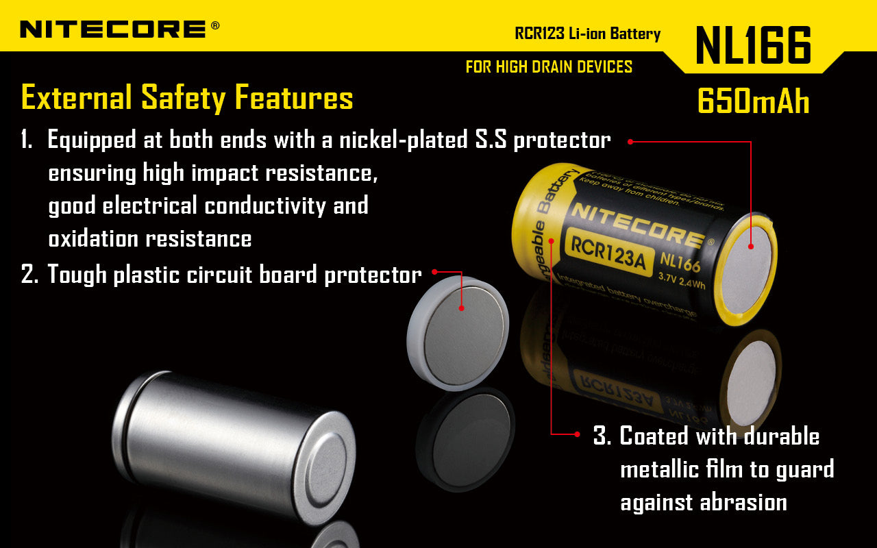 Nitecore Battery RCR123 NL166