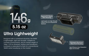 Nitecore NU50 Spotlight + Floodlight Rechargeable Headlamp (1400 Lumens)
