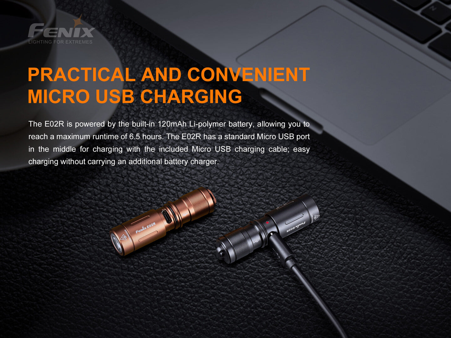 Fenix E02R Rechargeable Mini Keychain Flashlight (200 Lumens) (3 Versions)