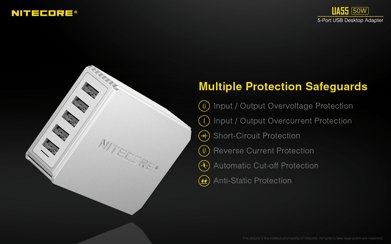 Nitecore UA55 5-Port USB Desktop Adapter