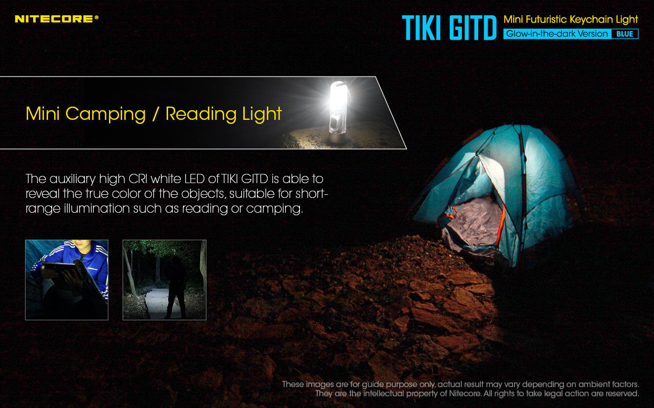 Nitecore TIKI GITD Blue Keychain Rechargeable Flashlight (300 Lumens)