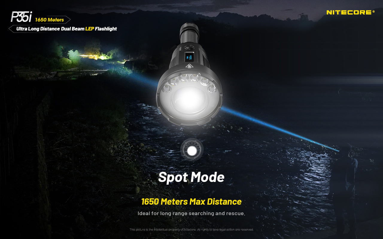 Nitecore P35i Class 1 LEP Spotlight & LED Floodlight Rechargeable Flashlight (3000 Lumens)