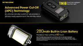 Nitecore TINI 2 Keychain Rechargeable Flashlight (500 Lumens) (2 Versions)