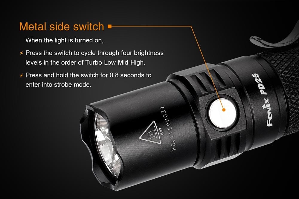 Fenix PD25 XP-L LED Flashlight (Black) (550 Lumens)