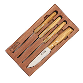 4 Pieces Japanese Steak Knife Set With Olive Wood Handle 
