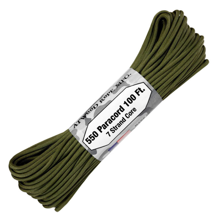 Atwood 550lbs Paracord 7 cores 100ft (Olive Drab)