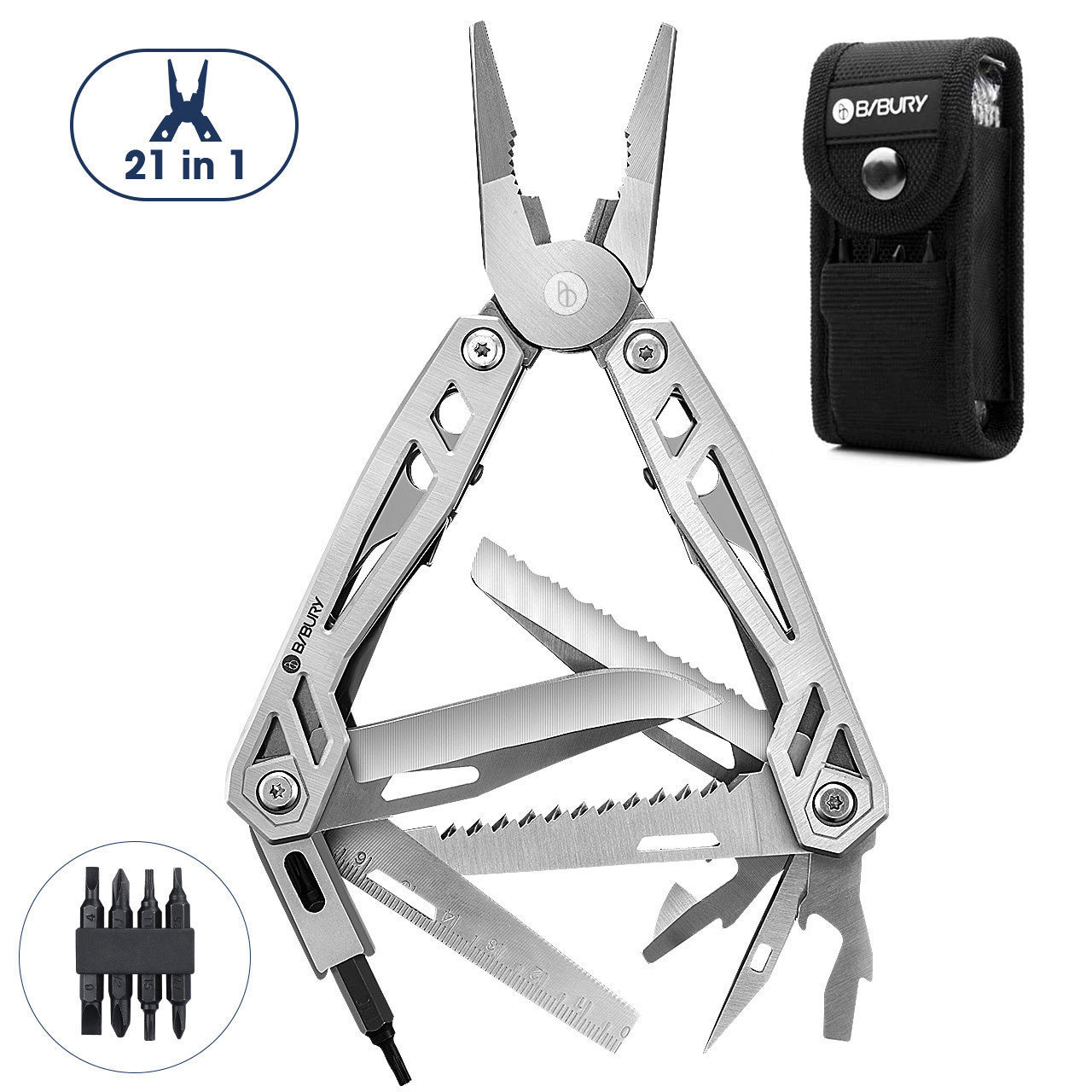 Bibury Plier Multitool (21-in-1) Silver